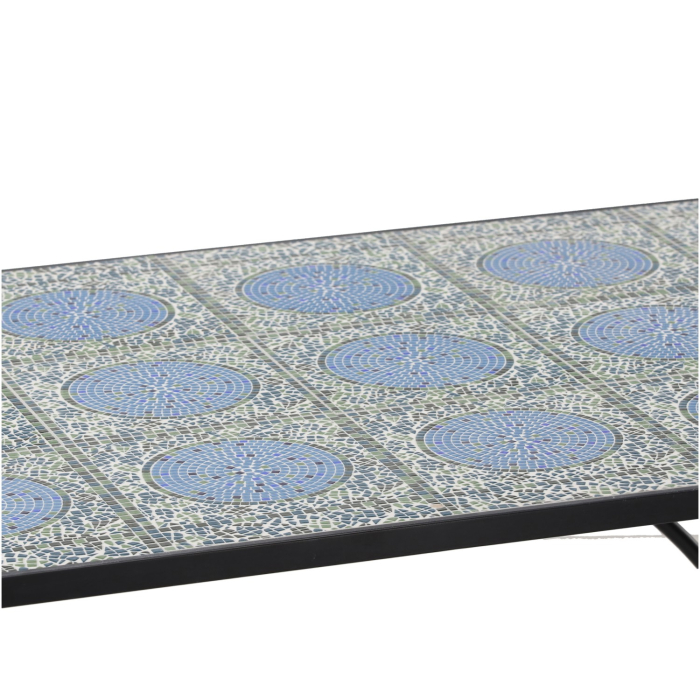 Set mobilier gradina, masa si 4 scaune, blat mozaic ceramic, cadru metalic, negru si albastru [10]