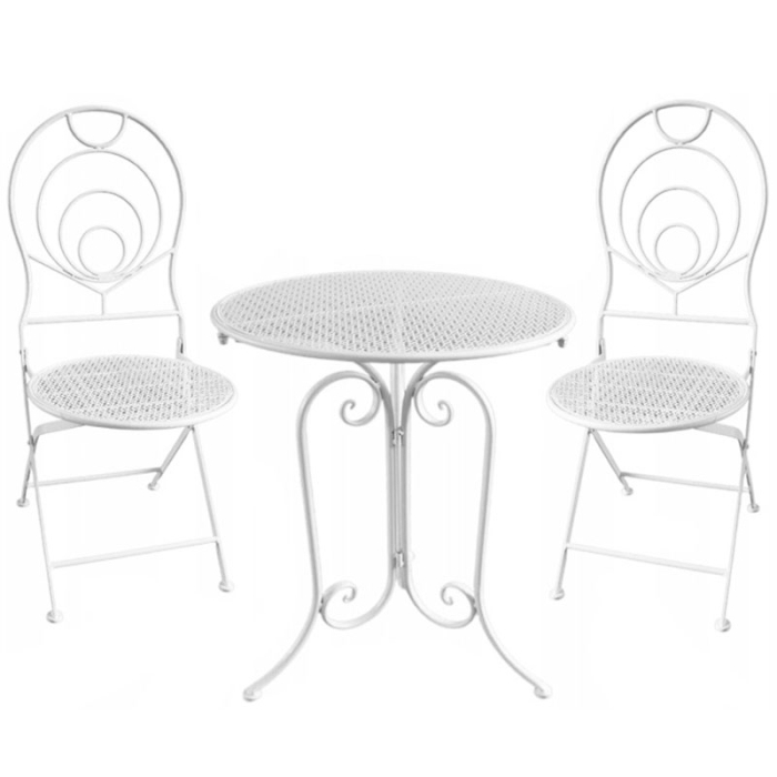 Set mobilier gradina metalic Elba, 2 scaune pliabile, 1 masa, alb [1]