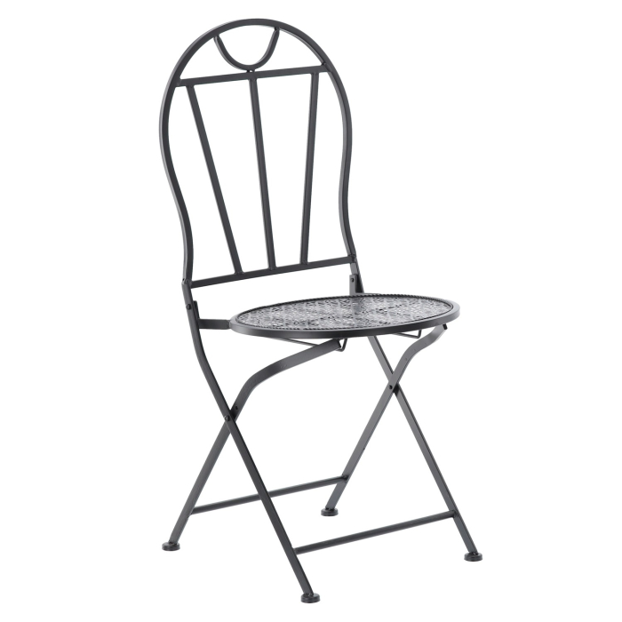 Set mobilier gradina metalic Susan, masa 60x60 cm si 2 scaune 50x40x94 cm, stil vintage, negru mat [3]