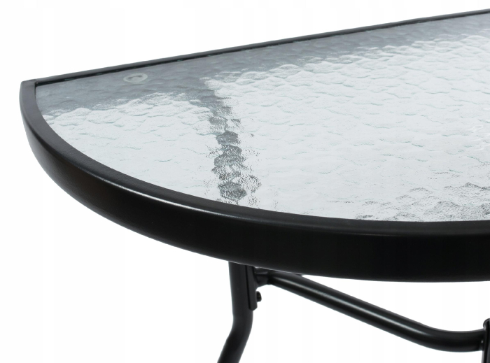 Set mobilier gradina masa semirotunda sticla calita mozaic cu 2 scaune pliabile textilen, gri [14]