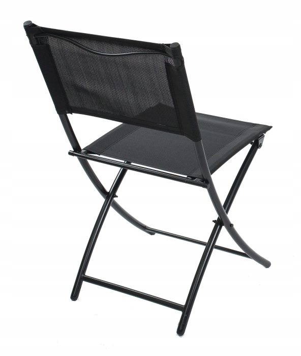 Set mobilier gradina masa semirotunda sticla calita mozaic cu 2 scaune pliabile textilen, gri [5]