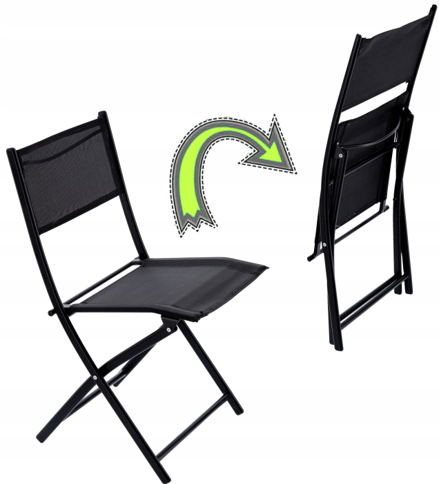 Set mobilier gradina sau balcon, masa semirotund sticla cu 2 scaune pliabile, negru [5]