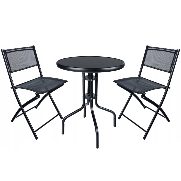 Set mobilier gradina Sersimo Oneiro, 2 scaune pliabile, 1 masa, negru [1]