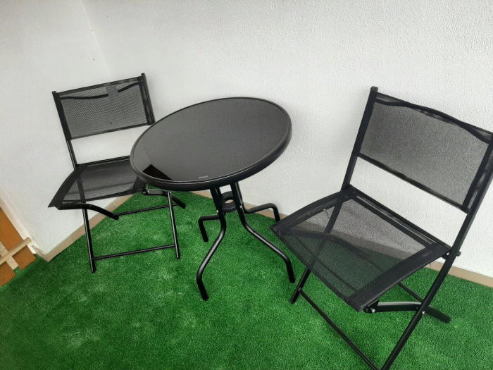 Set mobilier gradina Sersimo Oneiro, 2 scaune pliabile, 1 masa, negru [2]