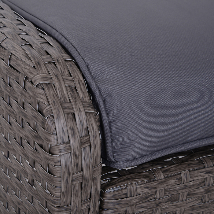  Set Mobilier pentru Extern Canapea cu Pouf si Masuta in PE Rattan cu Perne Gri [9]