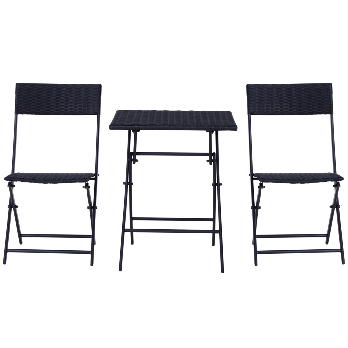  Set Mobilier pentru Gradina din Poly Ratan 3buc Set Masa si 2 Scaune pentru Gradina Pliabile Negru [7]