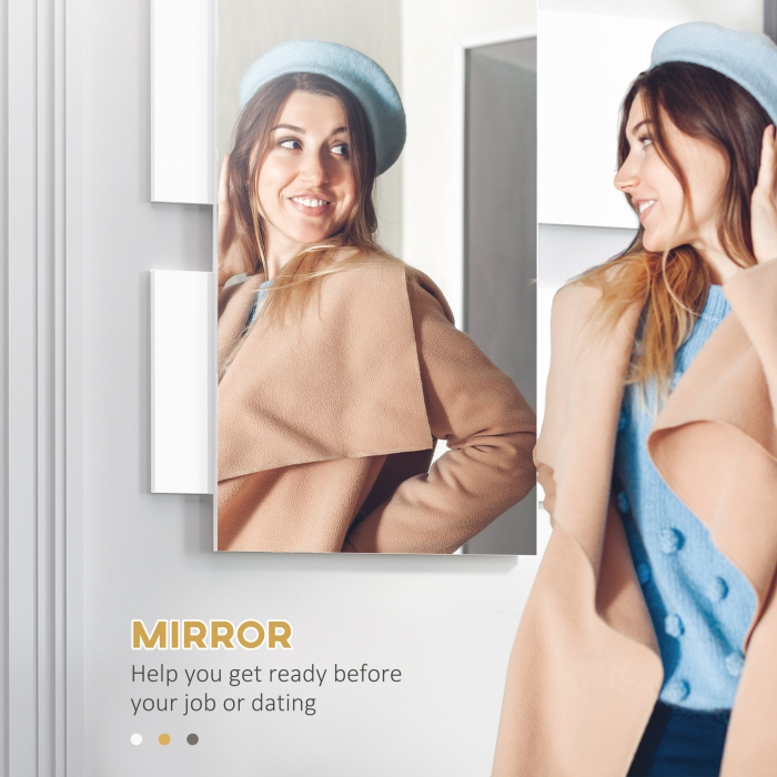  Set mobilier pentru hol cu oglinda si sertar, mobilier modern din lemn cu oglinda 40x70cm, fixare pe perete [5]