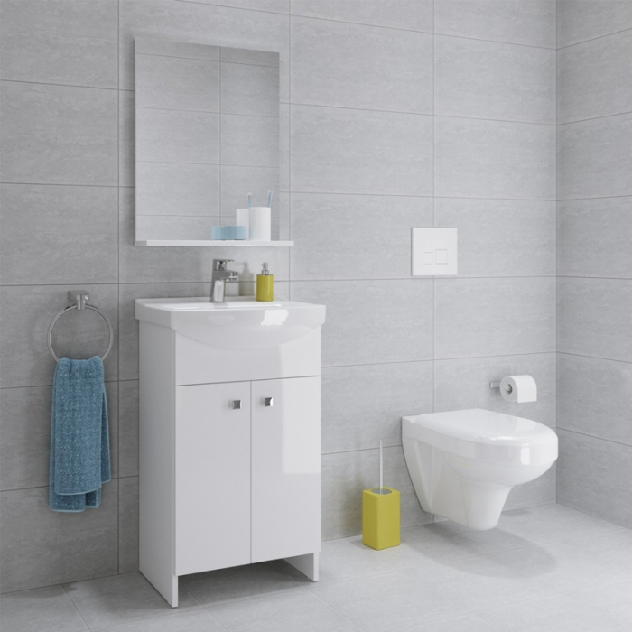 Set mobilier si lavoar Cersanit, Sati, 60,5 x 41,5 cm, alb [2]
