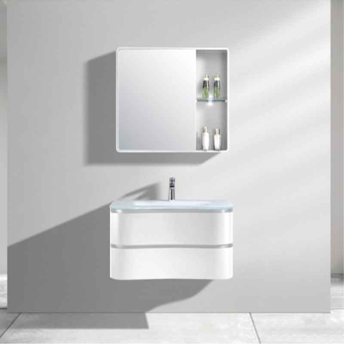 Set mobilier si lavoar, Spectrum, Oviedo 60, design ondulat, alb [2]