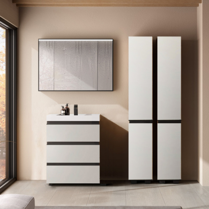 Set mobilier stativ cu lavoar Kolpasan, Harmony 70 cm, 3 sertare, light grey [8]