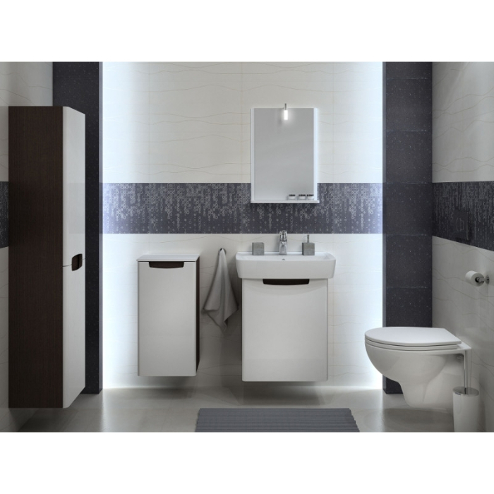 Set mobilier suspendat si lavoar Kolo Rekord, 60 cm, 1 usa, etajera fixa, lavoar inclus, alb [3]