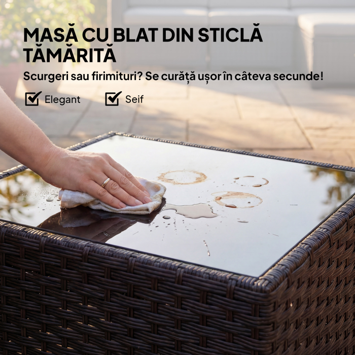  Set Modular de Gradina din Rattan cu Perne, Canapea de Colt Gri, 5 Piese [7]