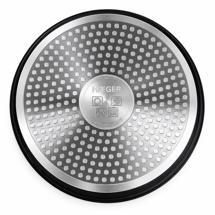 Set oale HAEGER EASY FIT, 16/18/20 cm, 5 piese, Maner detasabil, Capac sticla inclus, Strat antiaderent ILAG Ultimate, Compatibile cu toate tipurile de plita, Negru [7]