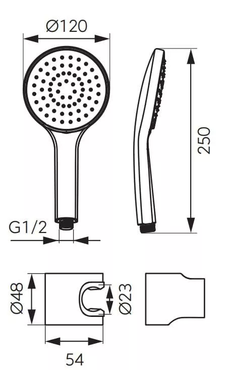 Set para de dus FDesign Inula FD2-101-25, 1/2'', universal, 1 pulverizare, 120 mm, 1.5 m, lucios, auriu [2]
