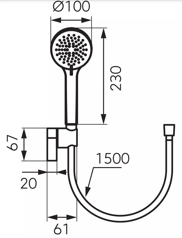 Set para de dus FDesign Inula FD2-103-22, 1/2'', universal, 3 pulverizari 100 mm, 1.5 m, mat, negru [2]