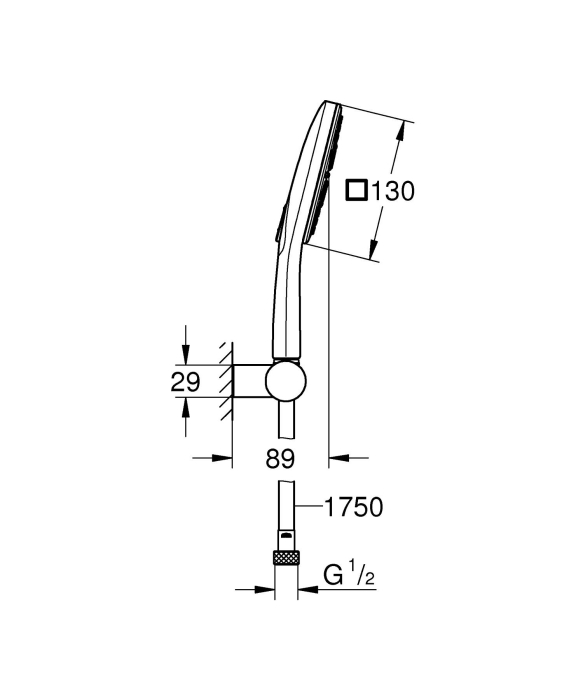 Set para de dus Grohe 26588000, 130 mm, 1.5 m, 233 mm, 3 functii, 1/2 racord, sistem anticalcar, Crom [6]