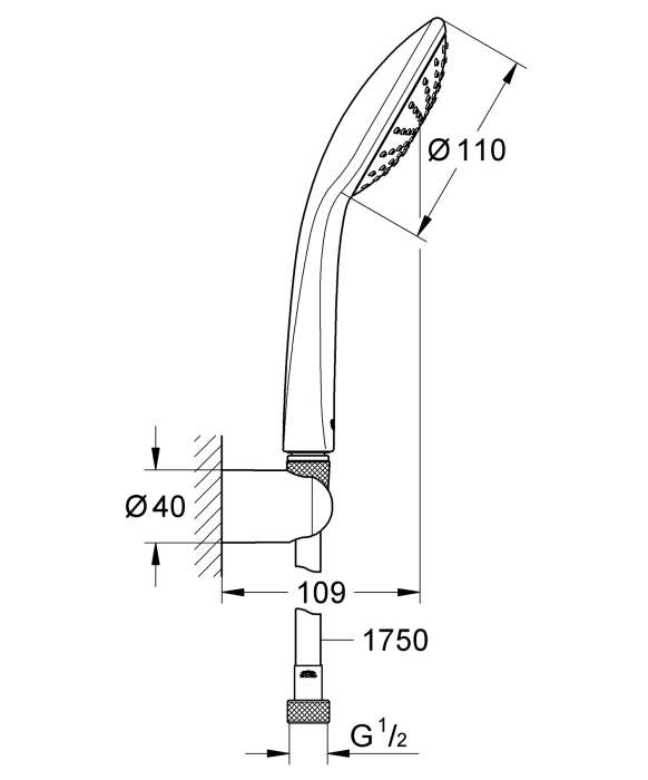 Set para de dus Grohe 27324000, Vitalio Joy 110 Mono, diametru 110 mm, montaj universal, racord 1/2'', crom [2]