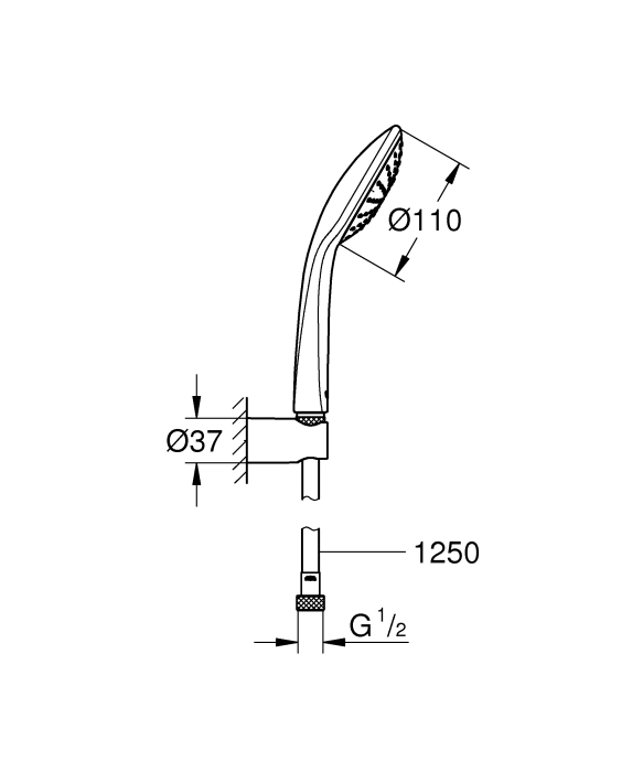 Set para de dus Grohe 27354000, Para dus Euphoria 110, diametru 110 mm, montaj universal, racord 1/2'', crom [2]
