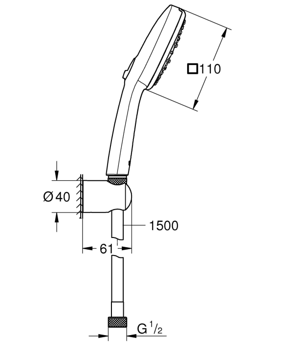 Set para de dus Grohe 275882433, Para dus Tempesta Cube 110, diametru 110 mm, 3 functii, montaj universal, negru [8]