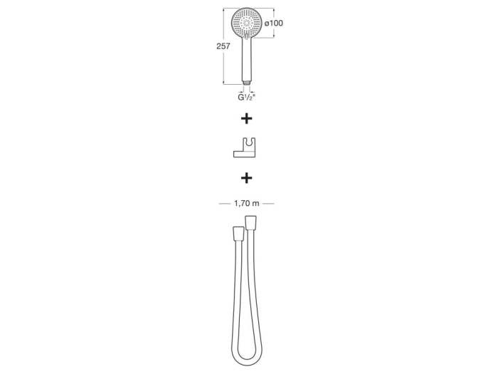 Set para de dus Roca A5B8313NB0, dus Stella, diametru 100 mm, 3 functii, montaj universal, racord 1/2'', negru [2]