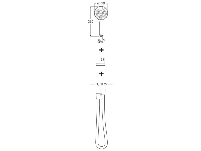 Set para dus Roca A5BG309C00, 110 mm, 1.7 m, 250 mm, 3 functii, 1/2 racord, sistem anticalcar, universal, Crom [2]