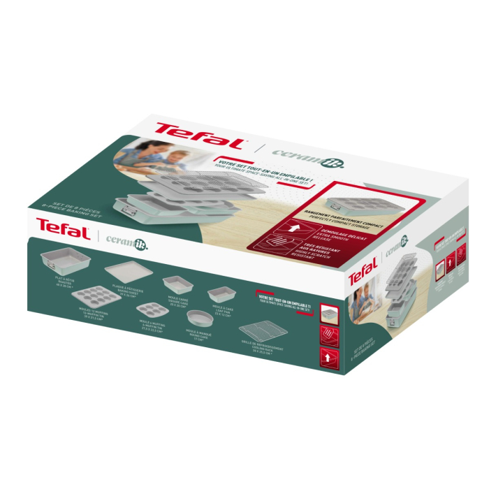 Set pentru copt Tefal Ceramik J175S804, 8 piese, invelis ceramic antiaderent, design stivuibil, verde [7]
