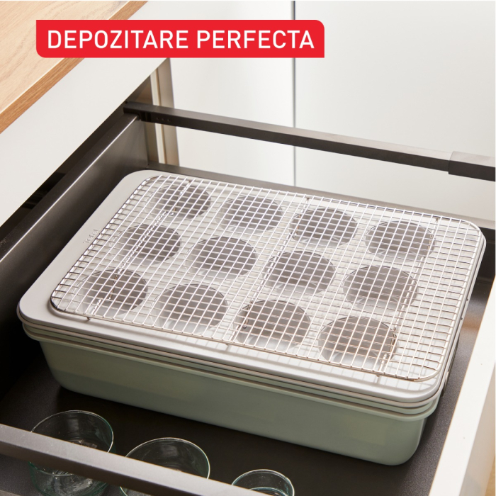 Set pentru copt Tefal Ceramik J175S804, 8 piese, invelis ceramic antiaderent, design stivuibil, verde [9]