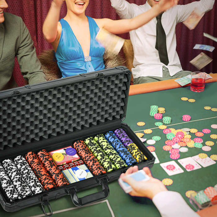  Set Poker Complet cu 500 Jetoane, 5 Zaruri, 2 Pachete de Carti, 3 Butoane [2]