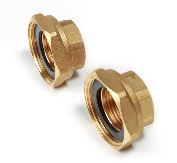 Set racorduri drepte Giacomini R37KY005, filet interior 1" x 1 1/2", cu piulite si garnituri, alama rezistenta, pentru instalatii termice si sanitare [1]