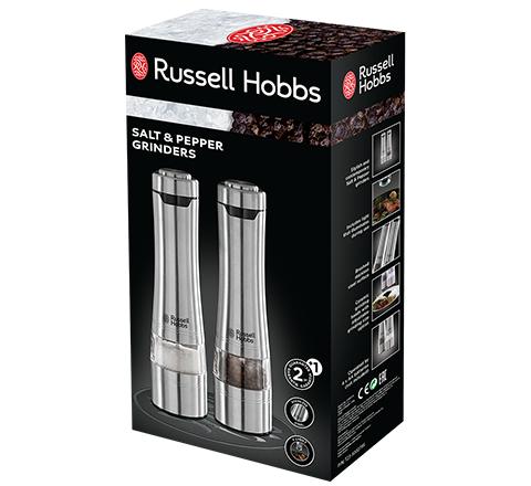 Set rasnite electrice Russell Hobbs, condimente, mecanism ceramic, iluminare LED, design elegant, argintiu [5]