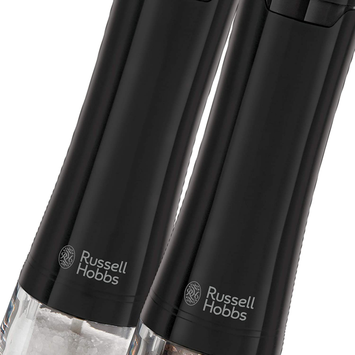 Set rasnite electrice Russell Hobbs, sare si piper, mecanism ceramica, iluminare LED, baterii incluse, negru [2]