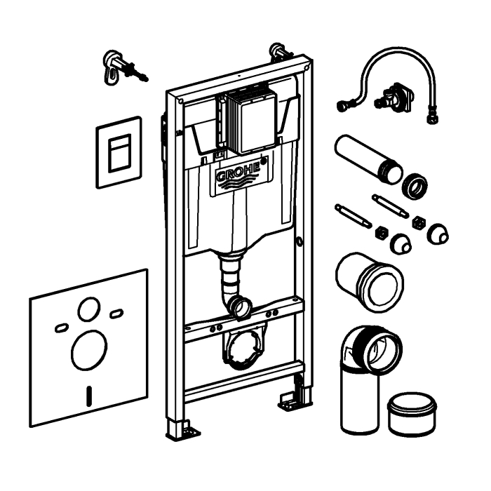 Set rezervor Grohe 38827000, tip instalare incastrat, tip placare uscata, numar moduri spalare 2, reductor zgomot [6]