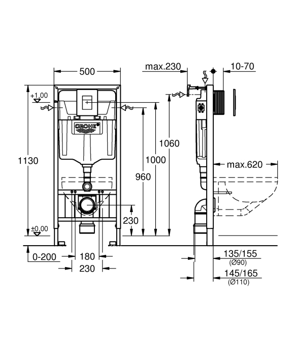 Set rezervor Grohe 39859000, Cadru 3in1 Rapid SL, tip instalare incastrat, tip placare uscata, numar moduri spalare 2 [4]