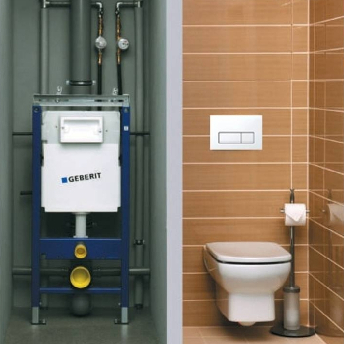 Set rezervor incastrat Geberit, Duofix, cu set fixare si clapeta alba, Delta 51, pentru vase WC suspendate [2]