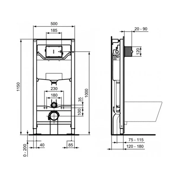 Set rezervor incastrat Ideal Standard ProSys 120 cu set fixare si clapeta Oleas M1 crom [2]