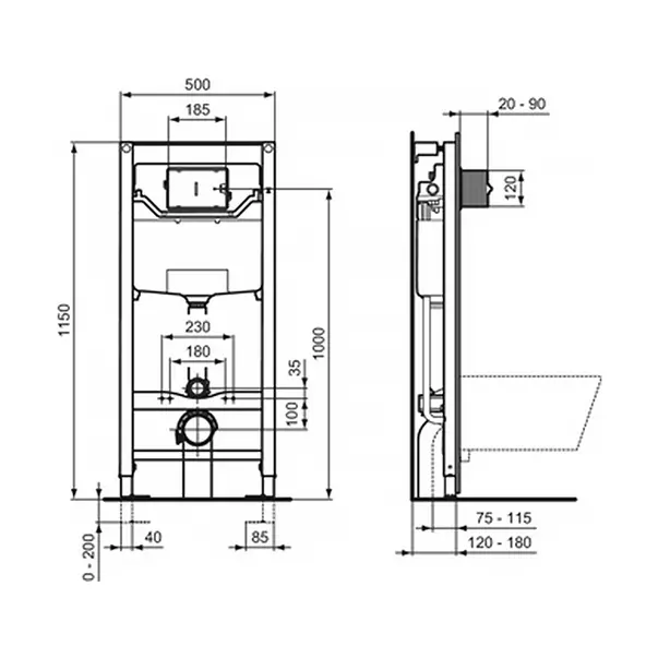 Set rezervor WC cu cadru Ideal Standard ProSys si vas WC I.Life B cu capac softclose alb [7]