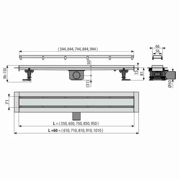 Set rigola cu capac faiantabil APZ13-DOUBLE9 FIT AND GO 85 cm [3]