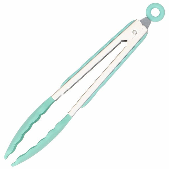 Set Sersimo 12 ustensile de bucatarie din silicon termorezistent si maner din bambus, verde [12]