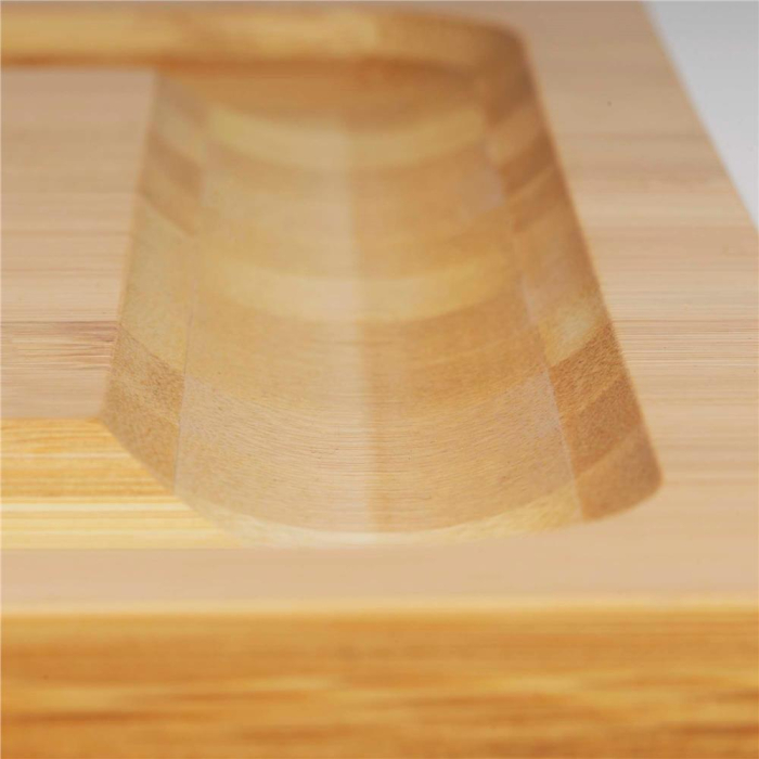 Set servire branzeturi platou bambus sertar glisant 4 accesorii, 33x33x4 cm, compact, maro natur [6]