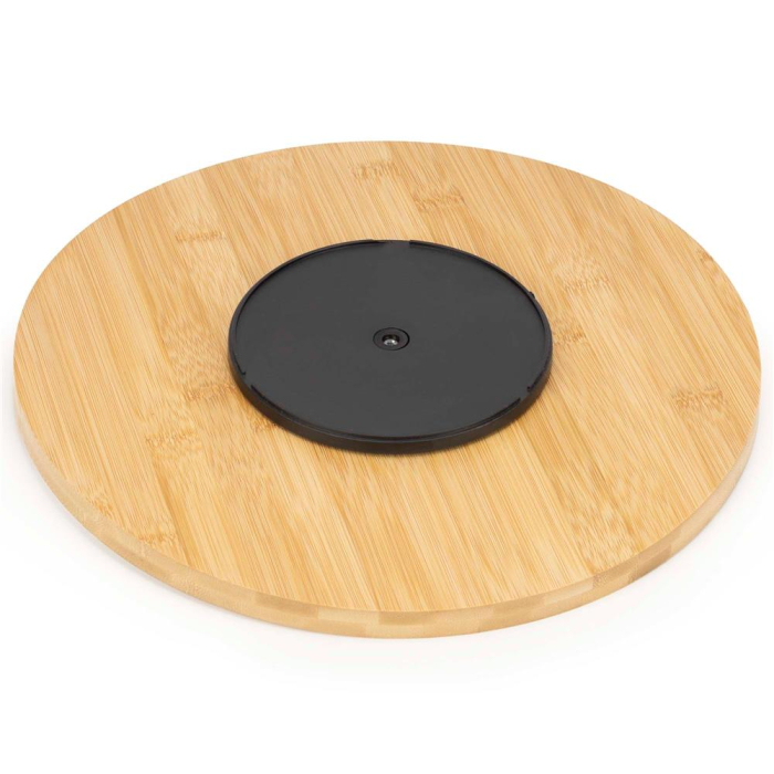 Set servire rotativ platou bambus 6 boluri portelan mecanism 360, 30 cm diametru, natural alb [17]