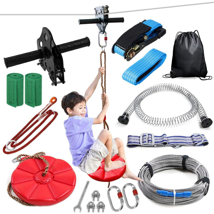 Set tiroliana pentru copii, cablu otel lungime 30m, capacitate 120kg [1]