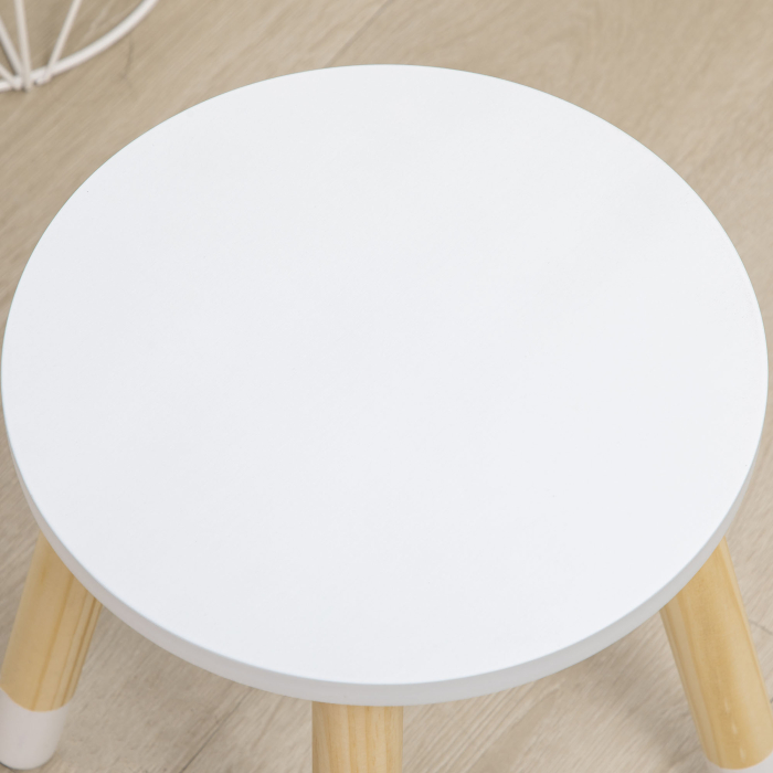 Set Toaleta pentru Copii din Lemn, Masa de Machiaj cu Oglinda, 2 Sertare si Scaunel, 60x40x95 cm, Alb [9]