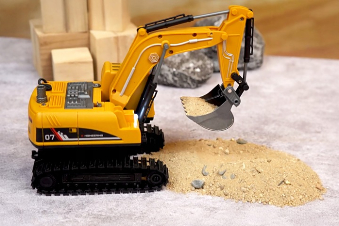 Set utilaje telecomandate excavator basculanta lumini abur, 3 atasamente, acumulator usb, multicolor [10]