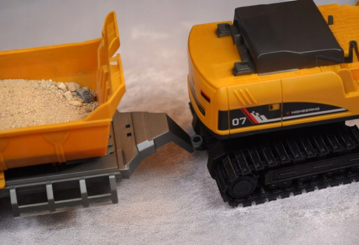 Set utilaje telecomandate excavator basculanta lumini abur, 3 atasamente, acumulator usb, multicolor [7]
