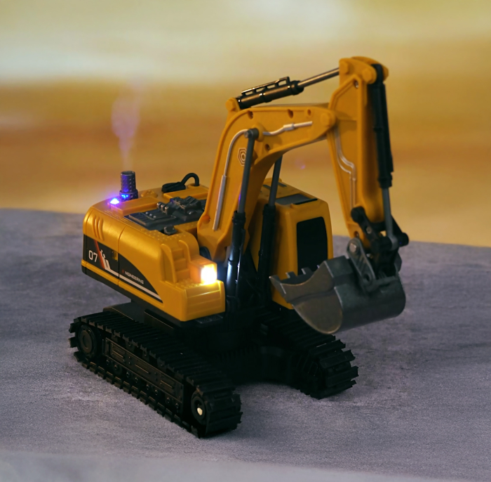 Set utilaje telecomandate excavator basculanta lumini abur, 3 atasamente, acumulator usb, multicolor [5]