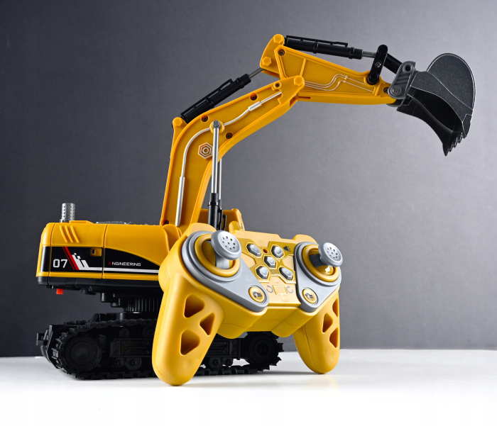 Set utilaje telecomandate excavator basculanta lumini abur, 3 atasamente, acumulator usb, multicolor [2]