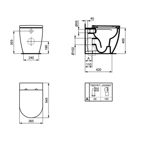 Set vas WC pe pardoseala Ideal Standard Ellisse rimless cu capac softclose alb [10]