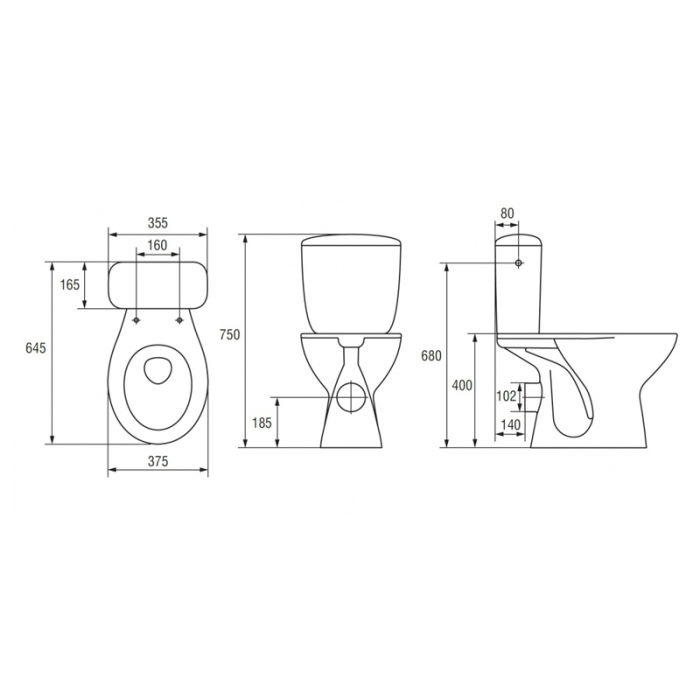 Set vas WC stativ Cersanit, President, cu rezervor si capac din polipropilena inclus, alb [2]