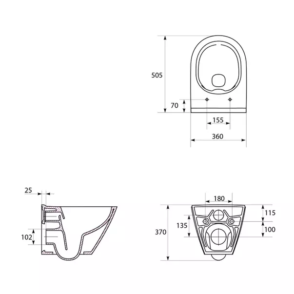 Set vas WC suspendat 743 Cersanit City si capac slim softclose alb [6]