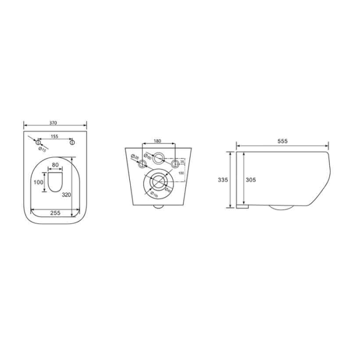 Set vas WC suspendat cu capac Fluminia, Dino Tornado, cu Tornado Flush, 37 x 55.5 cm, alb [5]